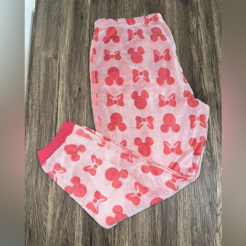 Disney Pink Pajama Bottoms with Mouse and Bow Pattern